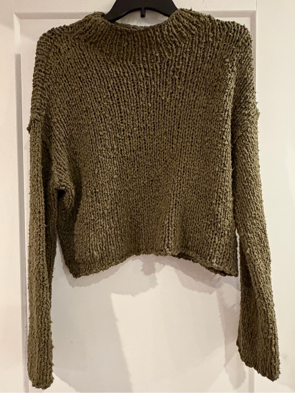 Anthropologie Olive Green Chunky Crewneck Sweater size XS(oversized)
